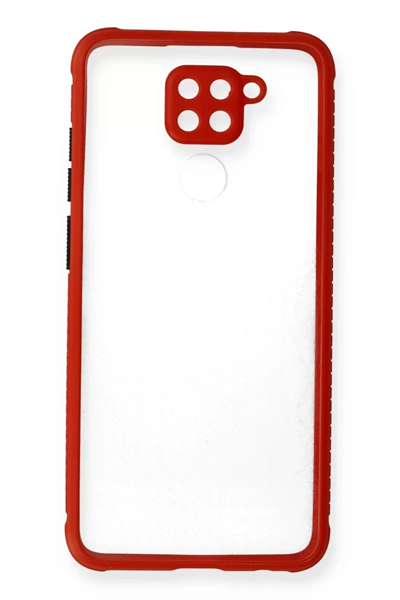 Xiaomi Redmi Note 9 Kılıf Miami Şeffaf Silikon - Kırmızı