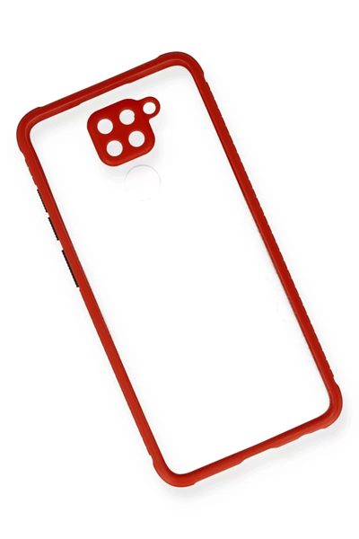 Xiaomi Redmi Note 9 Kılıf Miami Şeffaf Silikon - Kırmızı