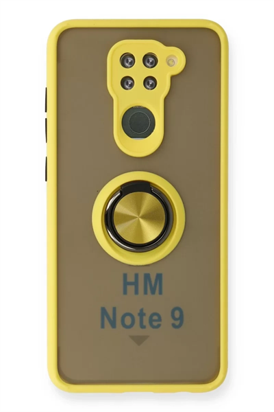 Xiaomi Redmi Note 9 Kılıf Montreal Yüzüklü Silikon Kapak - Sarı