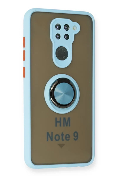 Xiaomi Redmi Note 9 Kılıf Montreal Yüzüklü Silikon Kapak - Buz Mavi