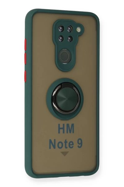 Xiaomi Redmi Note 9 Kılıf Montreal Yüzüklü Silikon Kapak - Yeşil