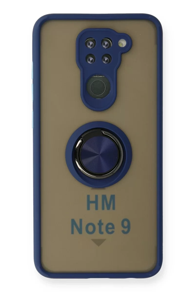 Xiaomi Redmi Note 9 Kılıf Montreal Yüzüklü Silikon Kapak - Lacivert