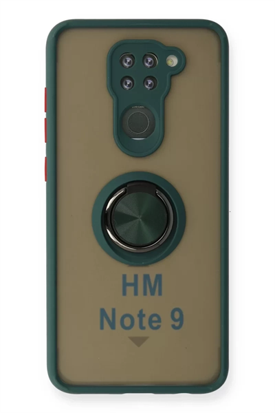Xiaomi Redmi Note 9 Kılıf Montreal Yüzüklü Silikon Kapak - Yeşil
