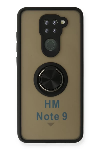 Xiaomi Redmi Note 9 Kılıf Montreal Yüzüklü Silikon Kapak - Siyah