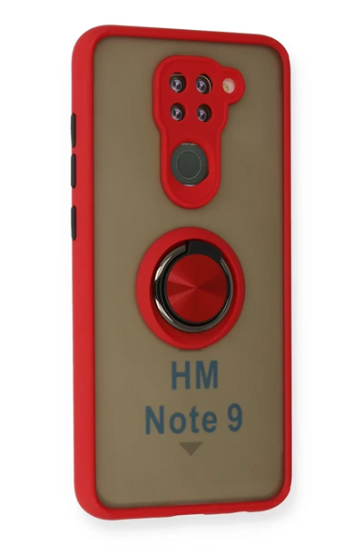 Xiaomi Redmi Note 9 Kılıf Montreal Yüzüklü Silikon Kapak - Kırmızı