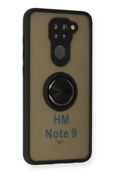Xiaomi Redmi Note 9 Kılıf Montreal Yüzüklü Silikon Kapak - Siyah
