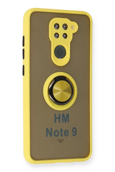 Xiaomi Redmi Note 9 Kılıf Montreal Yüzüklü Silikon Kapak - Sarı