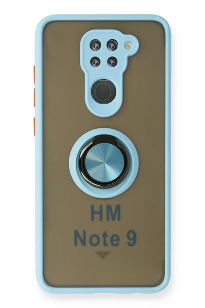 Xiaomi Redmi Note 9 Kılıf Montreal Yüzüklü Silikon Kapak - Buz Mavi