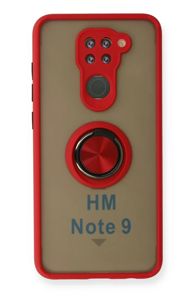 Xiaomi Redmi Note 9 Kılıf Montreal Yüzüklü Silikon Kapak - Kırmızı