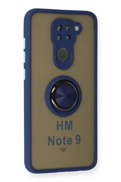 Xiaomi Redmi Note 9 Kılıf Montreal Yüzüklü Silikon Kapak - Lacivert