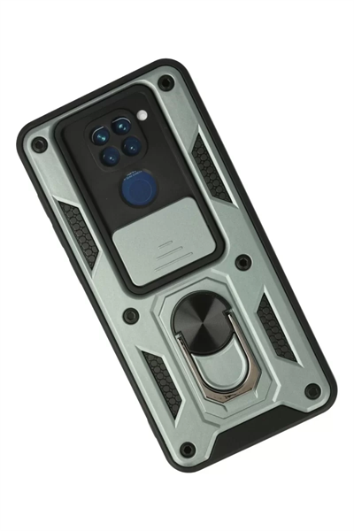 Xiaomi Redmi Note 9 Kılıf Pars Lens Yüzüklü Silikon - Yeşil