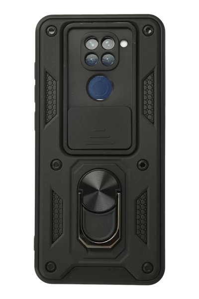 Xiaomi Redmi Note 9 Kılıf Pars Lens Yüzüklü Silikon - Siyah