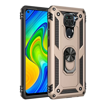 Xiaomi Redmi Note 9 Kılıf Sofya Yüzüklü Silikon Kapak - Gold