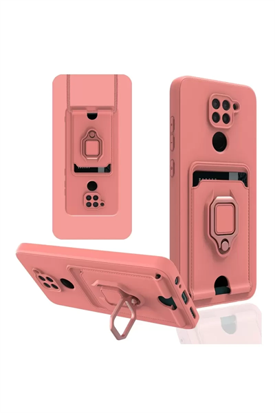 Xiaomi Redmi Note 9 Kılıf Zuma Kartvizitli Yüzüklü Silikon - Pembe