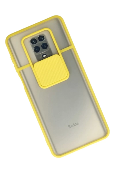 Xiaomi Redmi Note 9 Pro Kılıf Palm Buzlu Kamera Sürgülü Silikon - Sarı