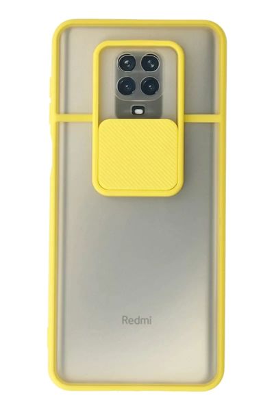 Xiaomi Redmi Note 9 Pro Kılıf Palm Buzlu Kamera Sürgülü Silikon - Sarı
