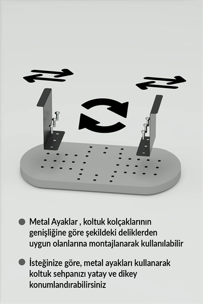 Yan Sehpa Ayarlanabilir Tepsi OVAL Dekoratif Modern Yatay Dikey Koltuk Sehpası GORDİON