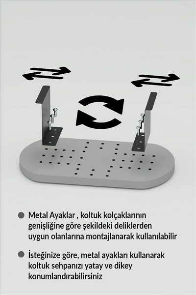 Yan Sehpa Ayarlanabilir Tepsi OVAL Dekoratif Modern Yatay Dikey Koltuk Sehpası KREM