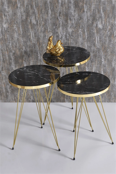 Zigon Sehpa Gold Bendir Tel Ayak