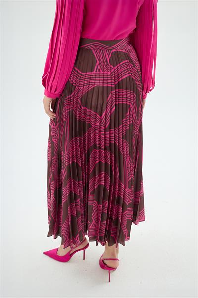 Barbara Desenli Piliseli Etek Kahve
