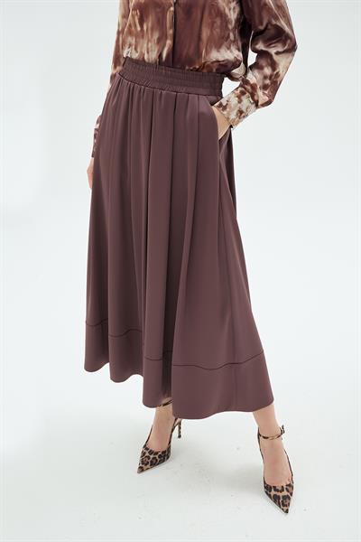 Gigi Beli Lastikli Etek Kahve