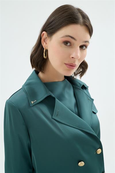 Gigi Düğme Detaylı Kurvaze Ceket Zümrüt