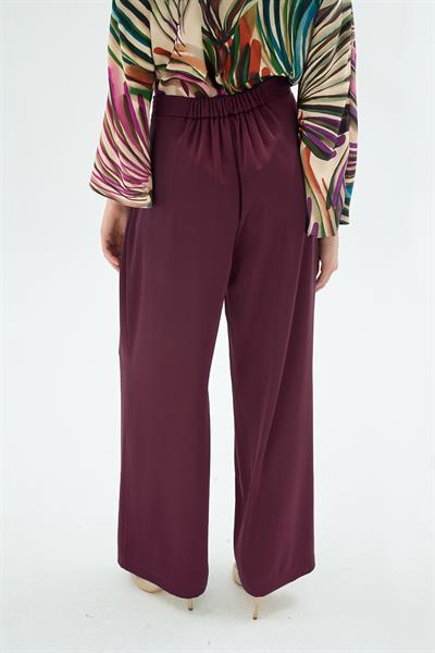 Lisa Yüksek Bel Bol Paça Pantolon Bordo