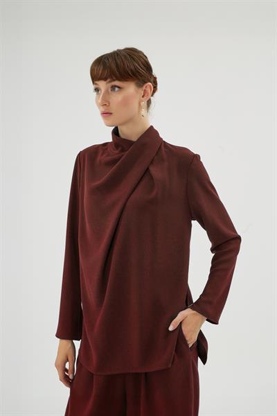 Quartz Dökümlü Bluz Bordo