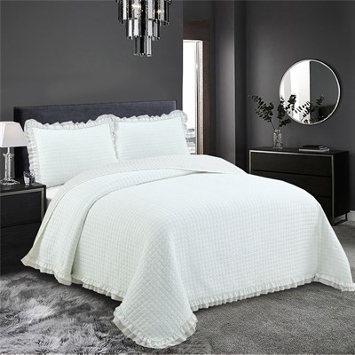 SQUARE WASHED FIRFIRLI ÇİFT KİŞİLİK YATAK ÖRTÜSÜ TAKIMI
