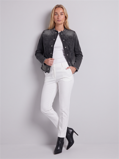 Bold & Young Kadın Antrasit Renk Geçişli Streç Denim Çıtçıtlı Slim Fit Ceket
