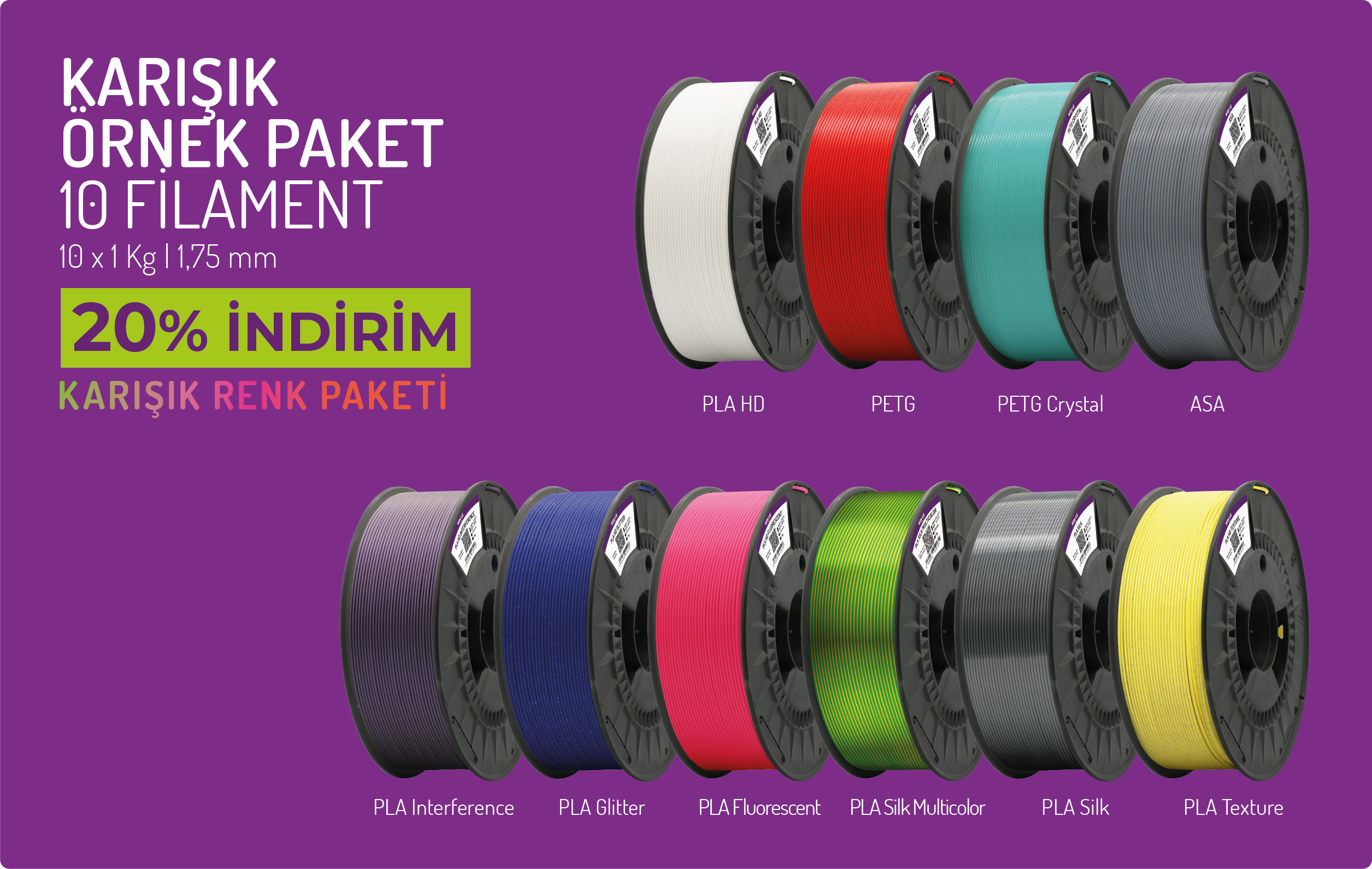 10’lu Karışık Filament Paketi