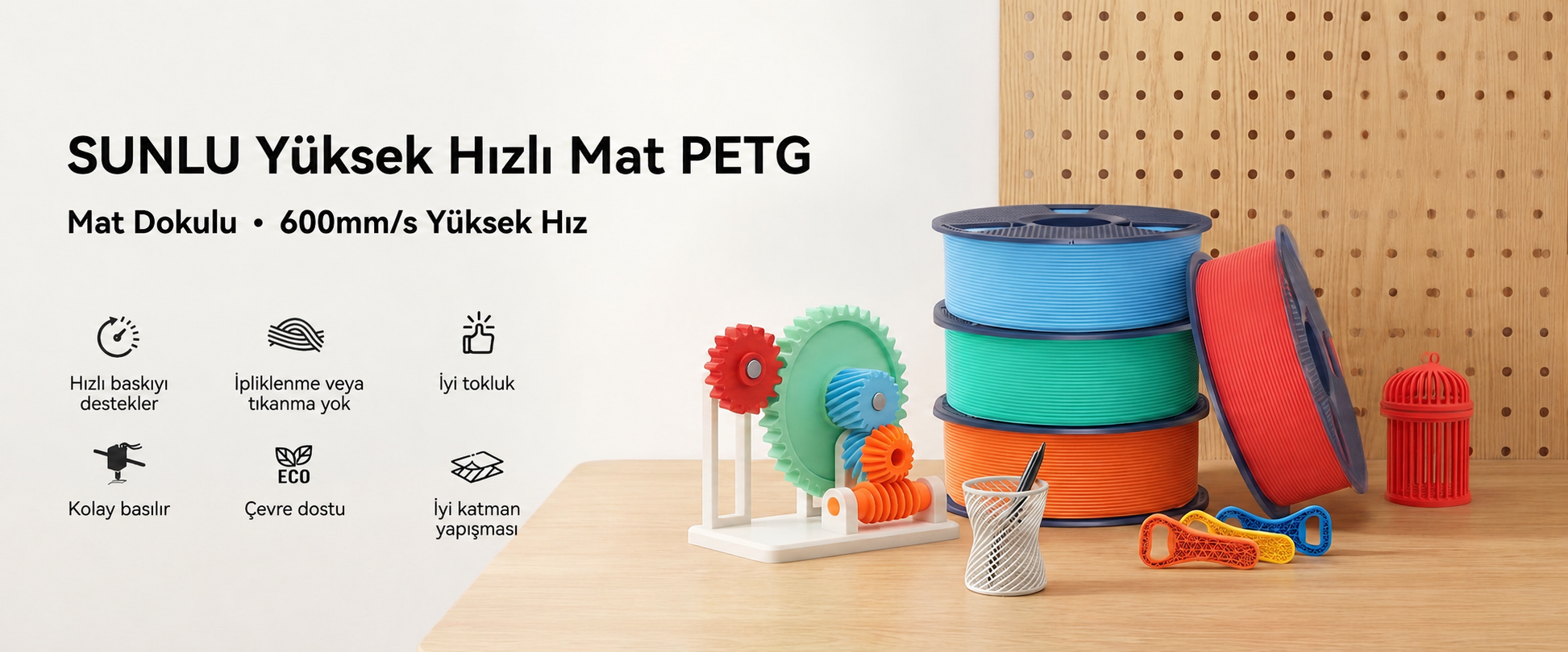 SUNLU High-Speed Matte PETG Filament - Yüksek Hızlı Mat 3D Yazıcı Malzemesi