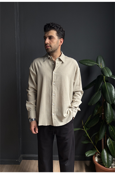 Yeşik Oversize Krinkıl Gömlek