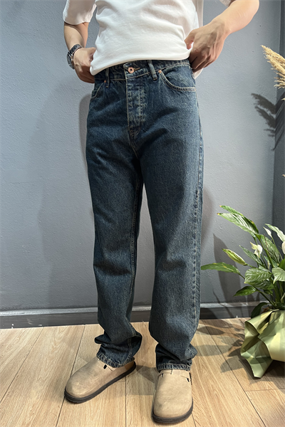 Yeşil Efektli Baggy Jean Pantolon