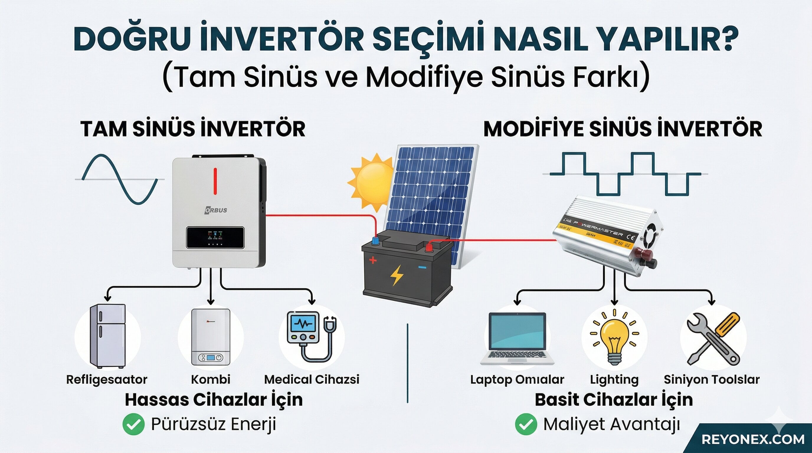 İnvertör Seçimi Nasıl Yapılır Tam Sinüs vs Modifiye