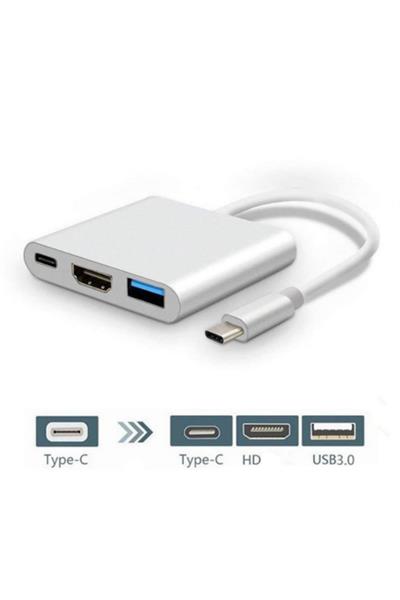 3'in 1 Type-c To Hdmi 4k Usb 3.0 Dönüştürücü Adaptör