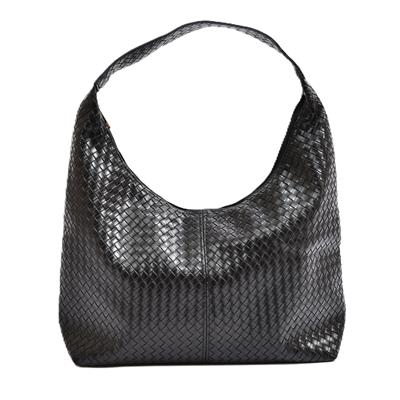 Örgü Görünümlü Siyah Shopper Çanta