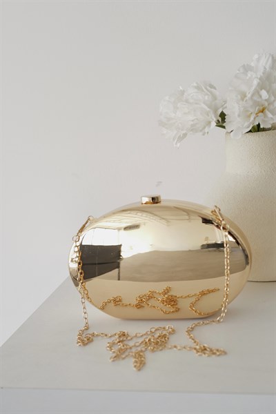 Metalik Oval Çanta