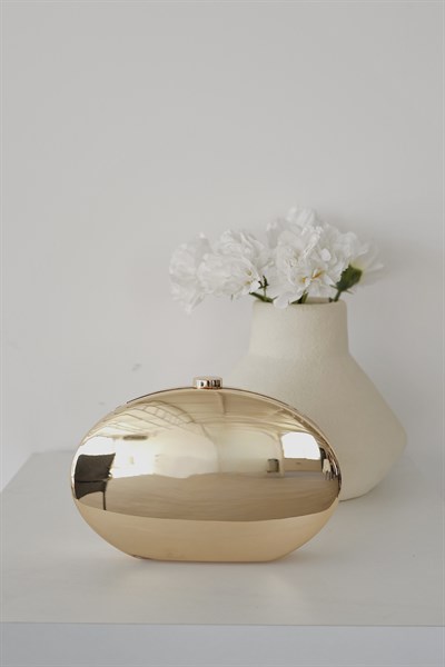 Metalik Oval Çanta