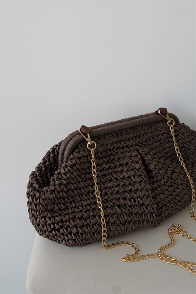 Orta Boy Hasır Clutch Çanta