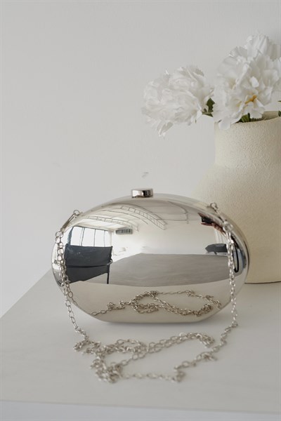 Metalik Oval Çanta