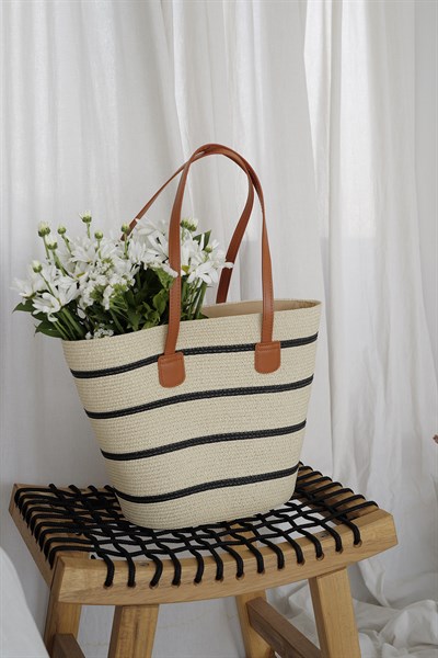 Çift Askılı Hasır Çanta