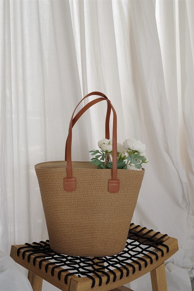 Çift Askılı Hasır Çanta