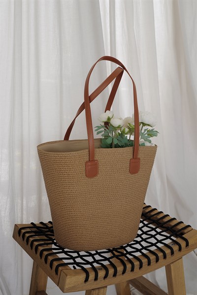 Çift Askılı Hasır Çanta