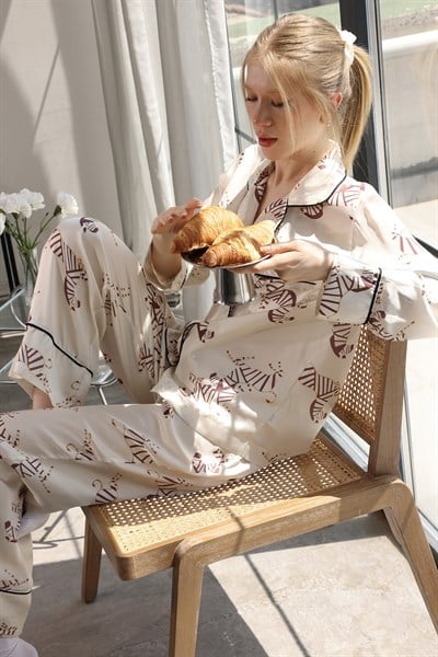 Desenli Uzun Kollu Pijama Takımı