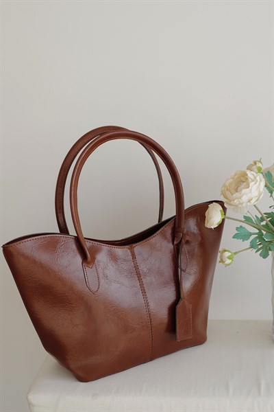 Fermuarlı Oval Omuz Çanta