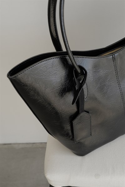 Fermuarlı Oval Omuz Çanta