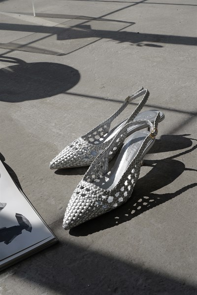 Örgü Model Topuklu Ayakkabı