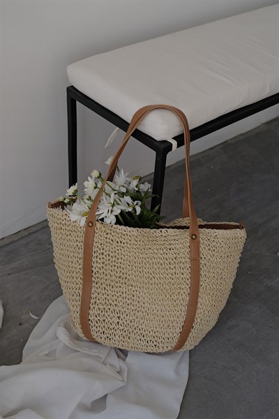 Uzun Askılı Hasır Çanta