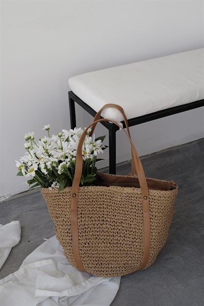 Uzun Askılı Hasır Çanta